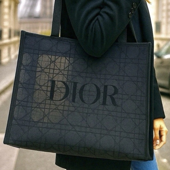 DIOR BLACK MESH & VELVET BEAUTY TOTE, NEW - Picture 1 of 3